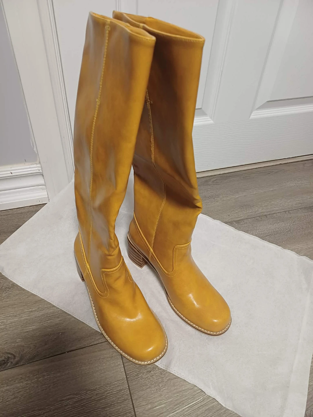 Goderci Women's Knee-High Boots - Mustard Yellow - photo 2