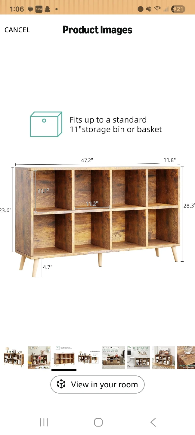 Rustic Brown 8-Cube Storage Shelf - photo 3