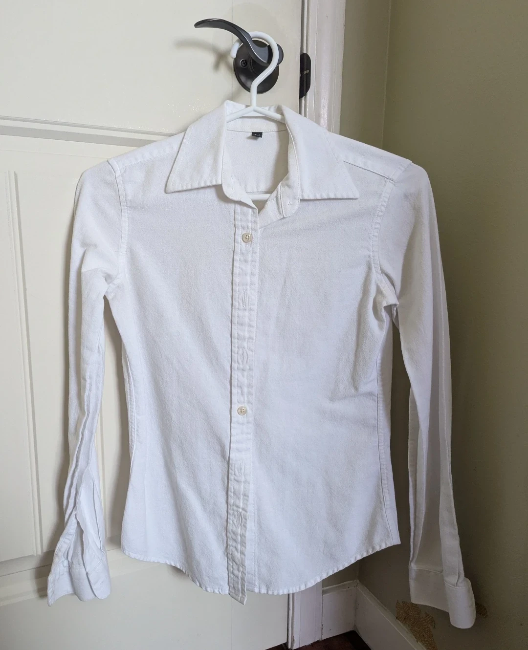 Blue and White Long Sleeve Button-Up Shirts - photo 2