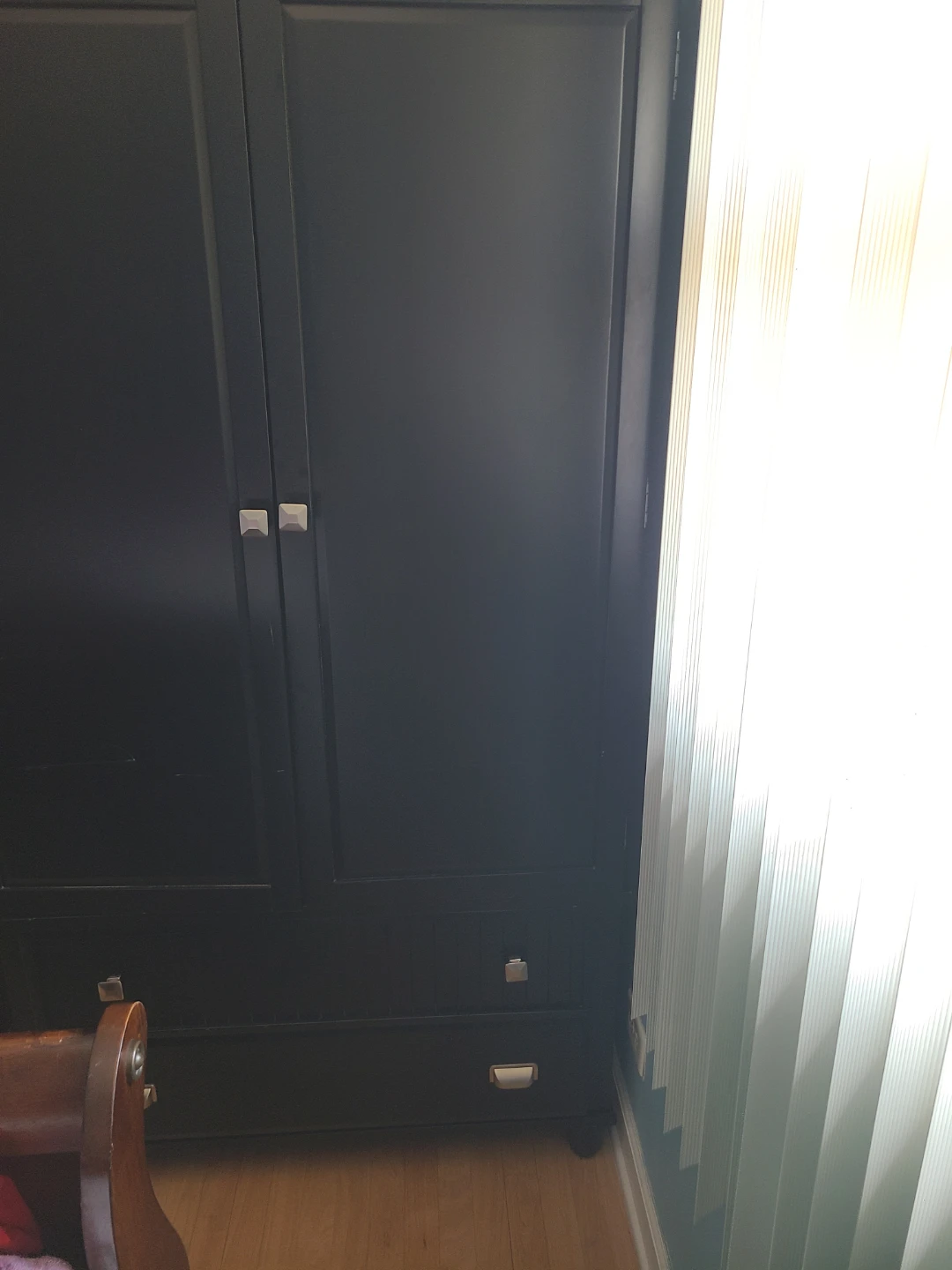 Black Double Door Wardrobe with Drawers