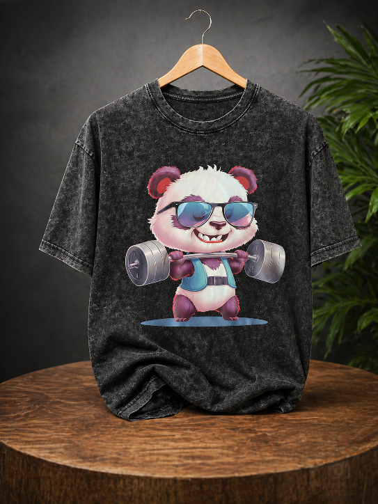 Graphic T-Shirt - Weightlifting Panda Design