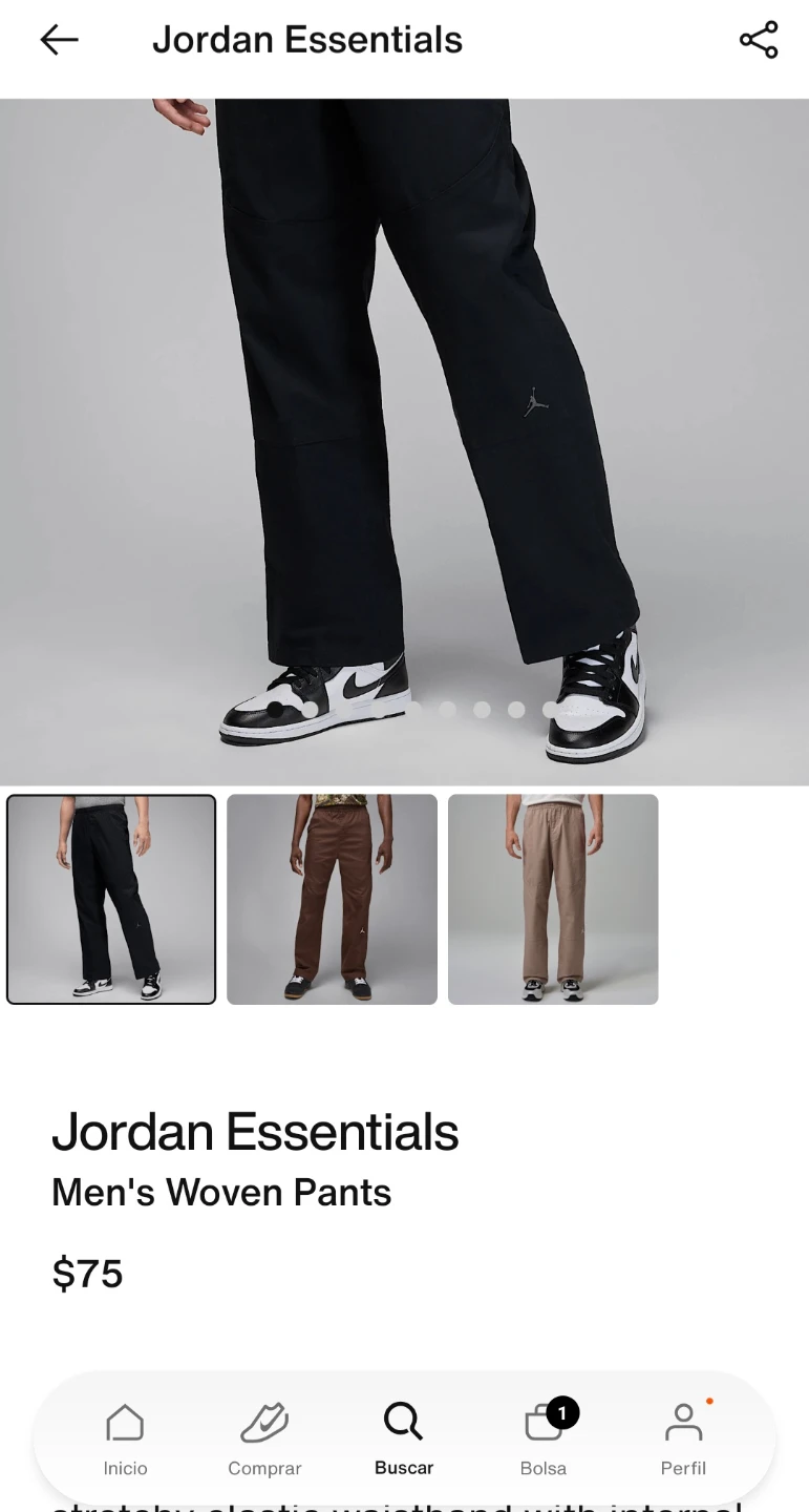 Jordan Essentials Men's Woven Pants Black Size L