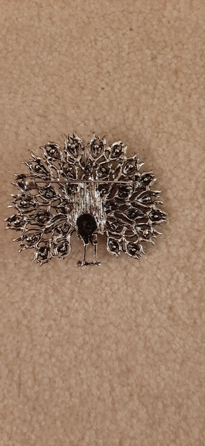 Peacock Brooch with Blue Rhinestones - photo 4