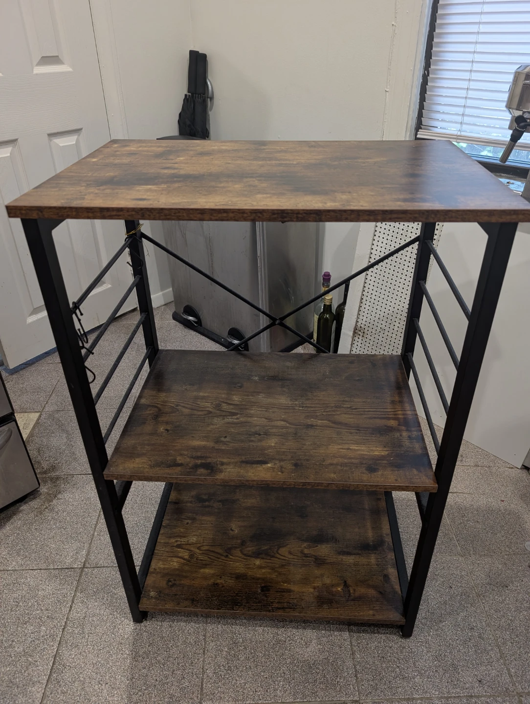 Rustic Brown Kitchen Baker's Rack with 3 Shelves