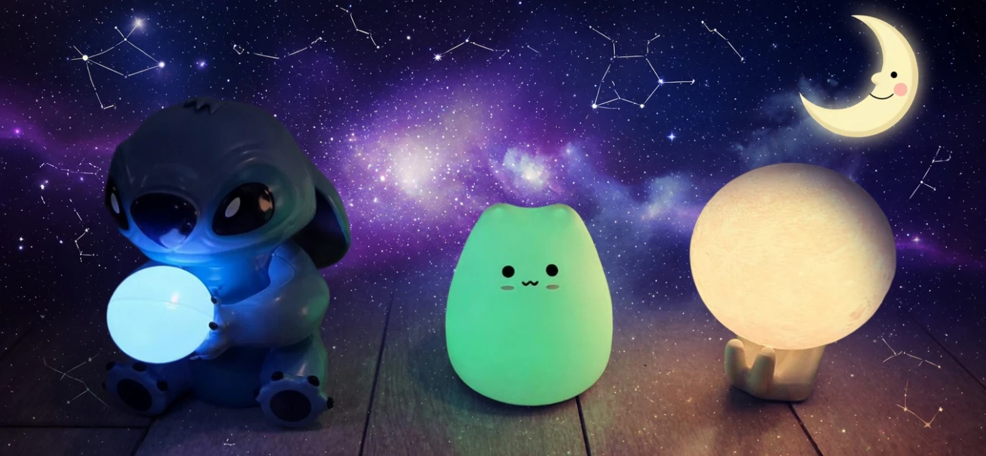 Bundle of 3 Cute Night Lights: Disney Stitch, Little Cat, Moon - photo 5