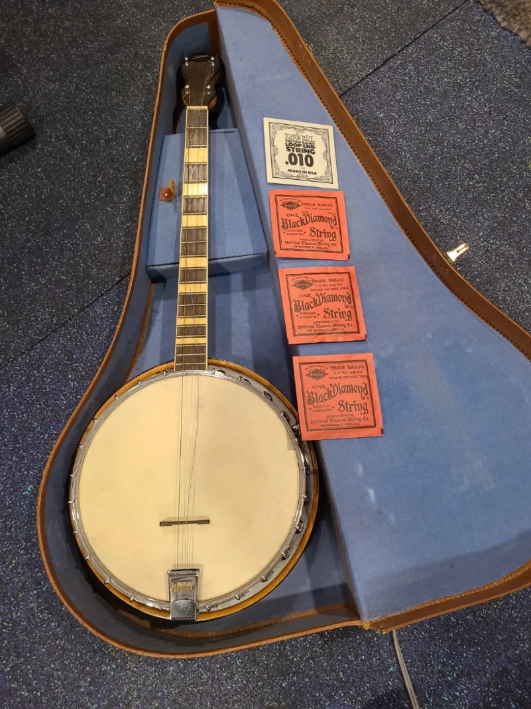 Vintage Michigan Banjo with Case and Strings