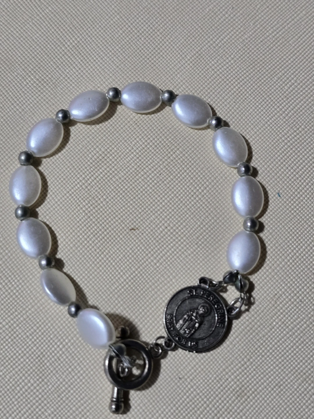 Pearlized Bead Bracelet with St. Anthony Charm - photo 2
