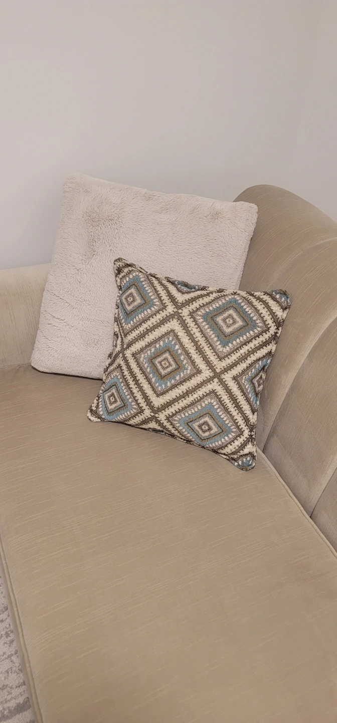 Beige Velvet 3-Seater Sofa – with Free cushions and covers - photo 2