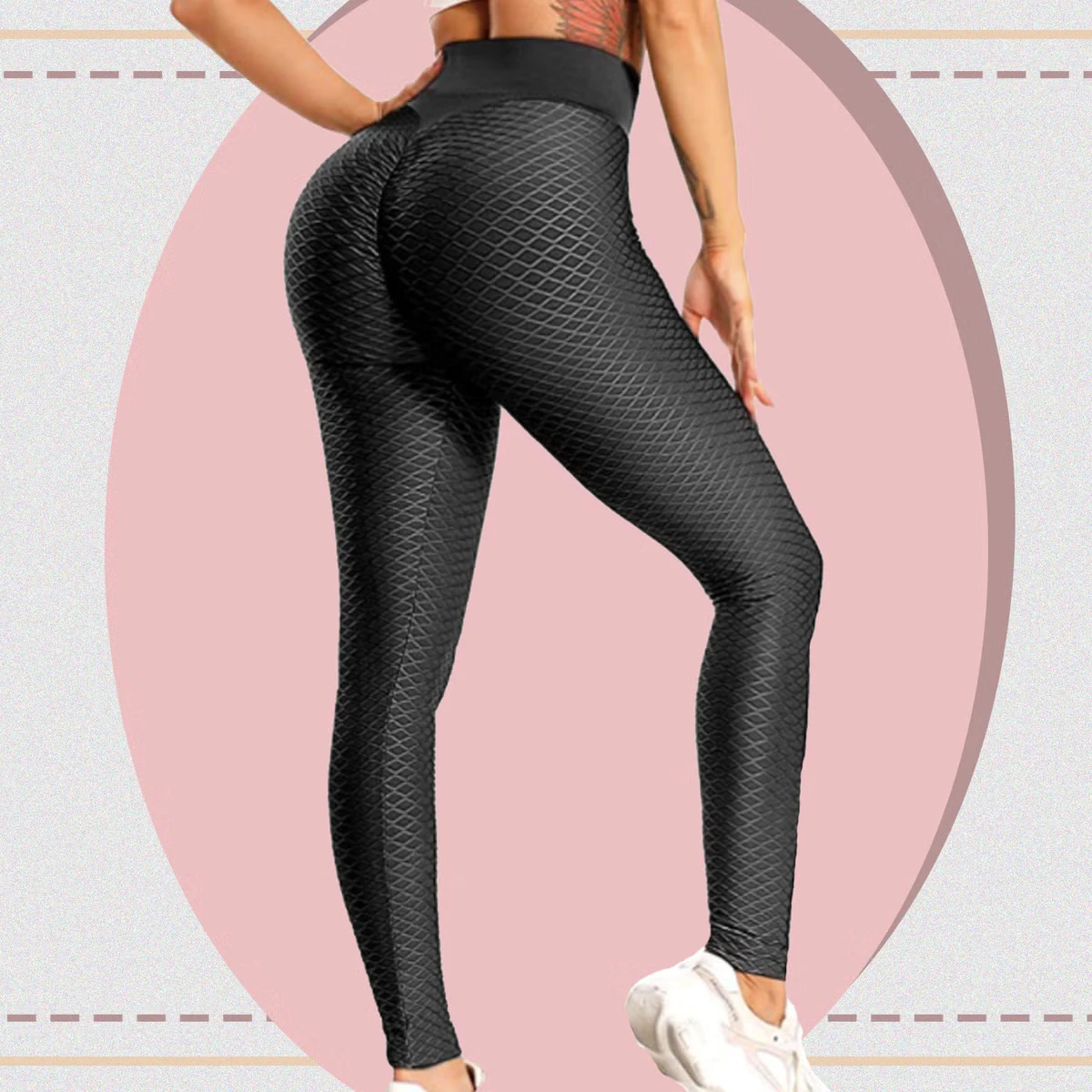 Black Textured High-Waisted Leggings - X's/small