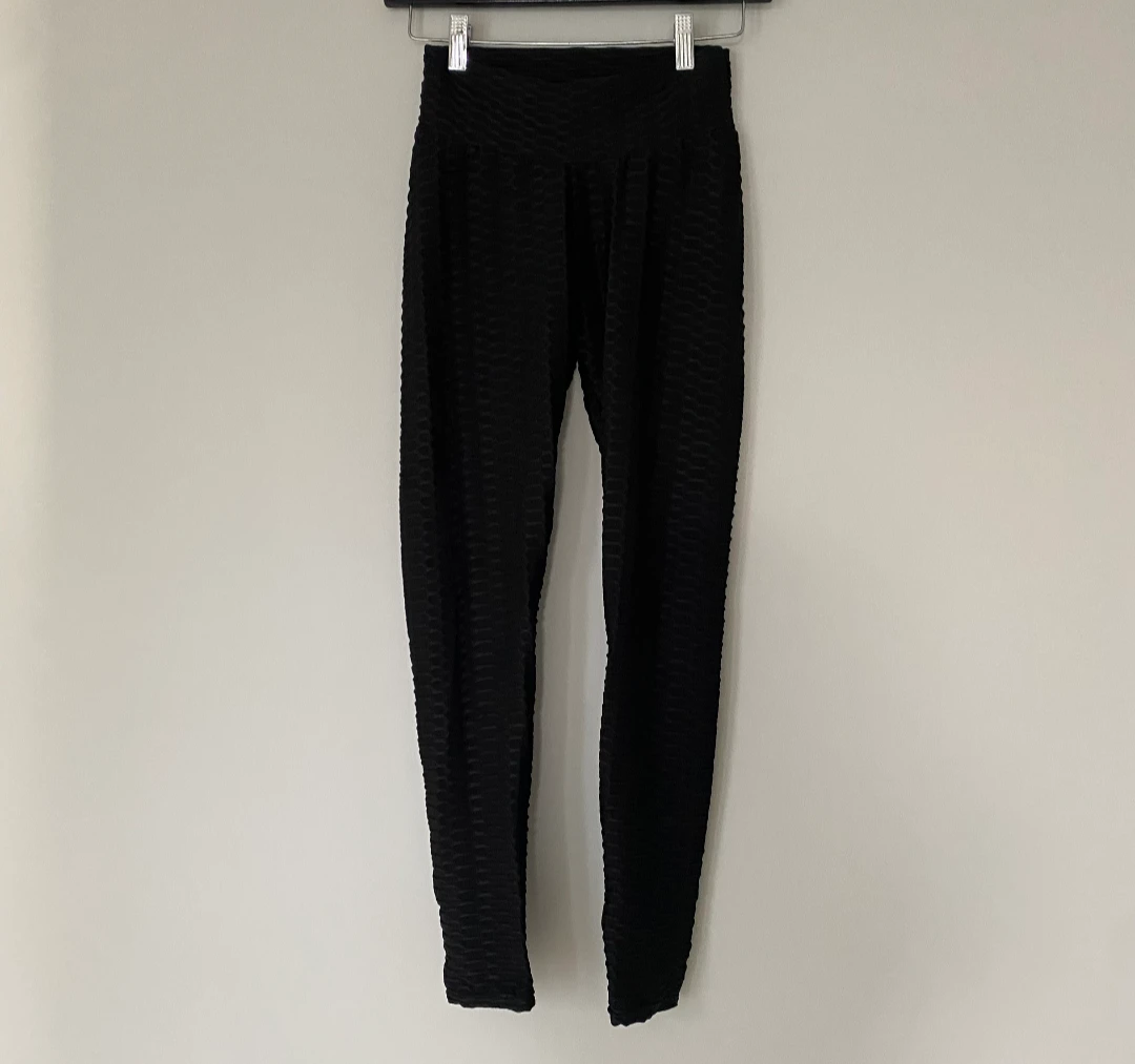 Black Textured High-Waisted Leggings - X's/small - photo 2