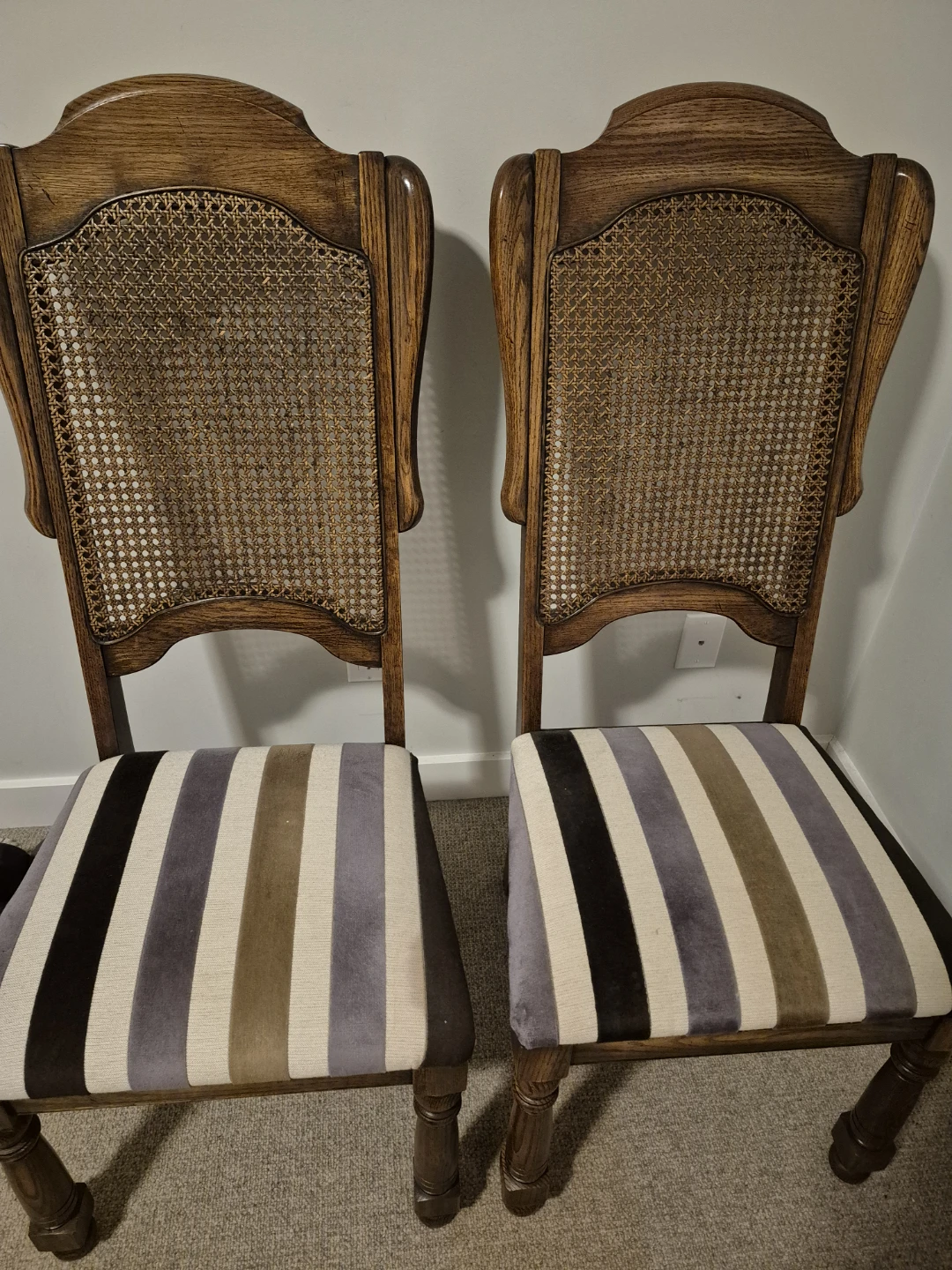 Pair of Vintage Cane Back Dining Chairs