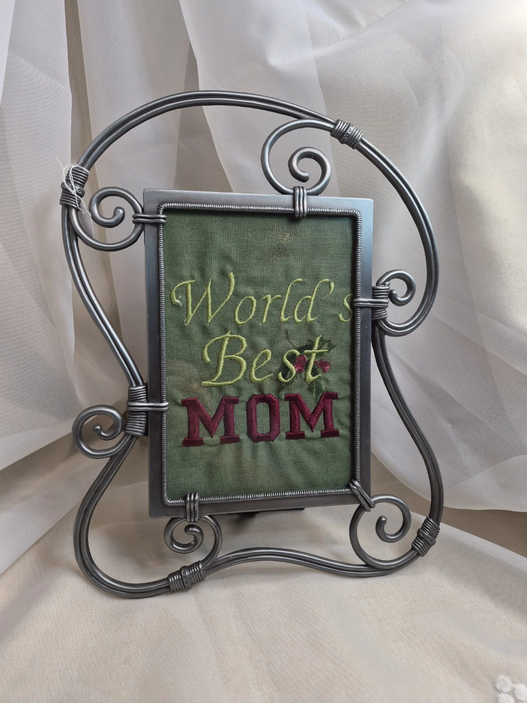 World'a Best Mom Framed Embroidered 5x7 Wall Table Decor - photo 3