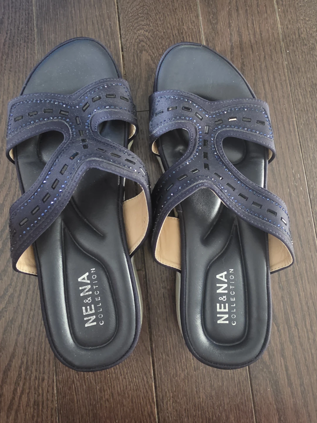NE & NA Collection Women's Navy Embellished Slip-On Sandals