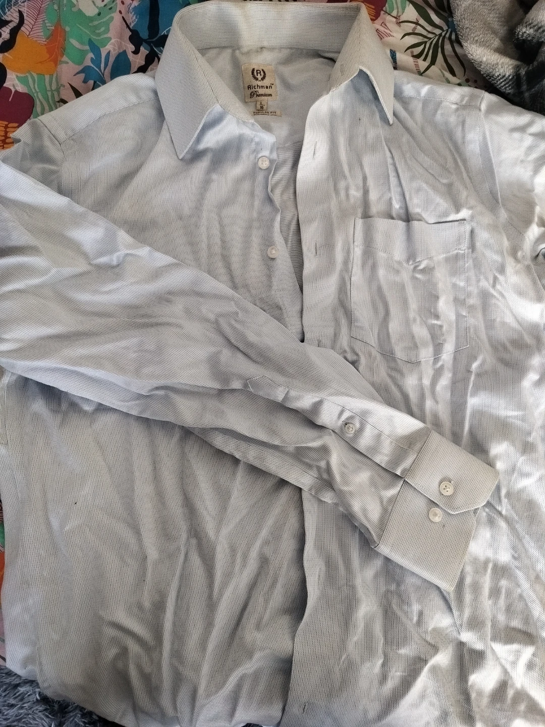 Men’s Light Blue Dress Shirt – Size L (16) Regular Fit