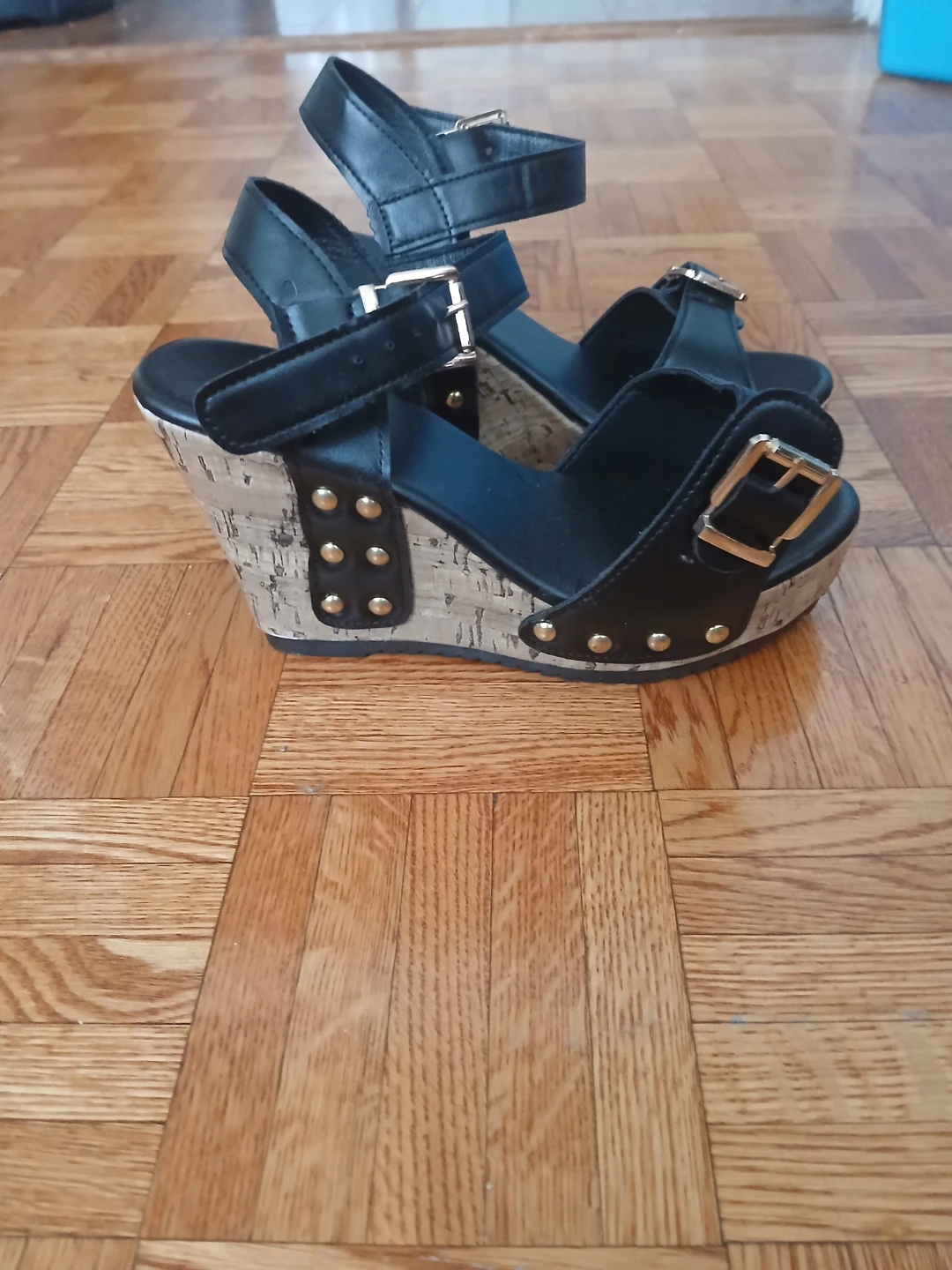 Women's Black Wedge Platform Sandals - photo 4