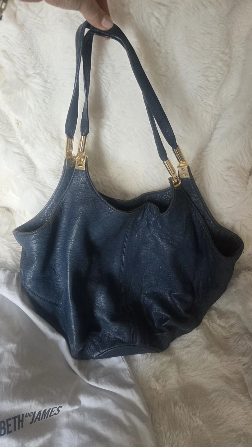 Elizabeth and James  Blue Leather Shoulder Bag