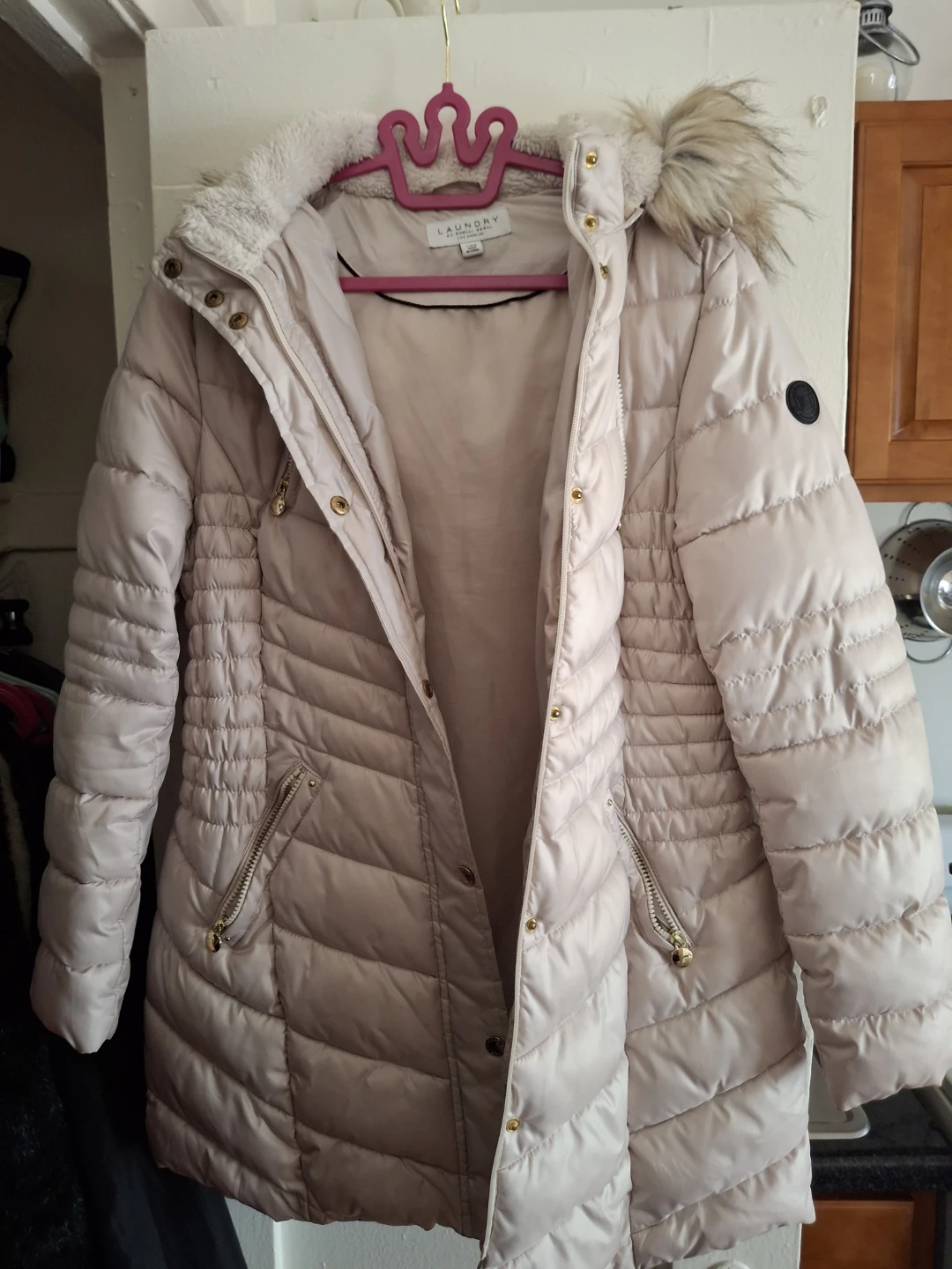 Laundry by Shelli Segal Women's Puffer Coat wFur Hood