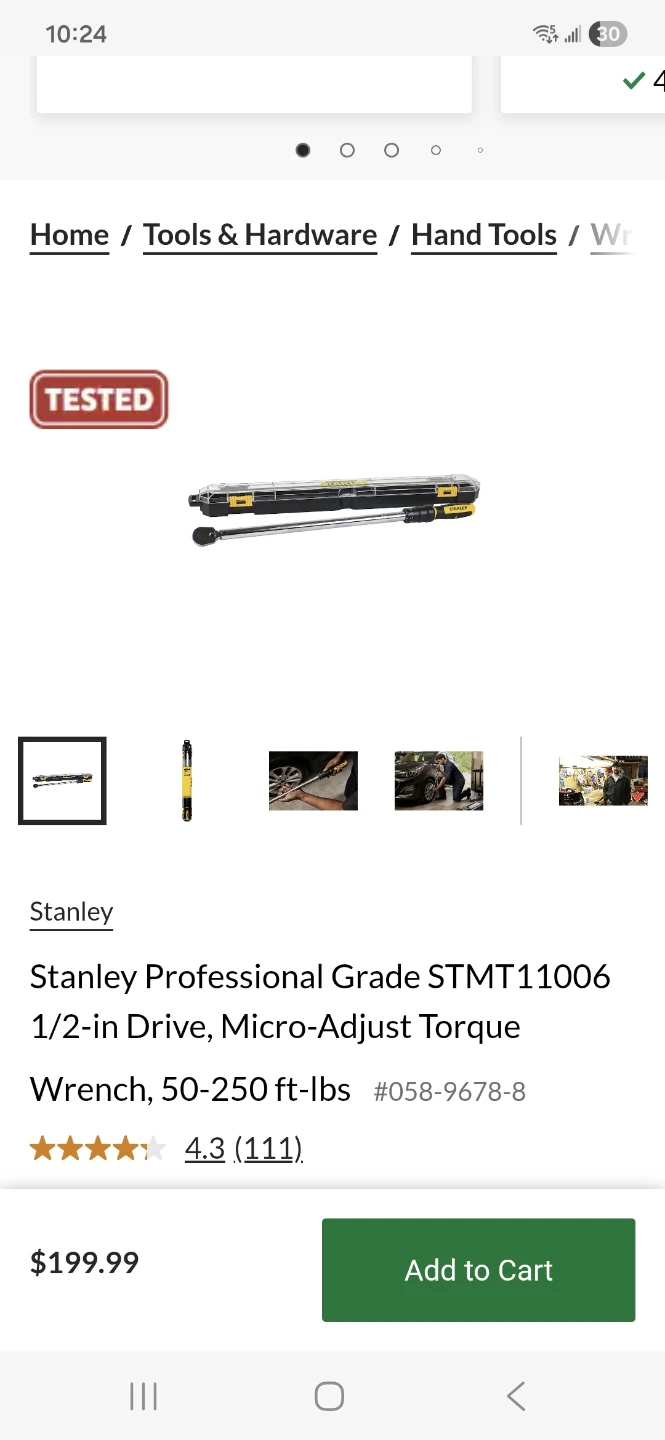 Stanley Professional Grade 1/2-in Drive Torque Wrench STMT11006 - photo 2