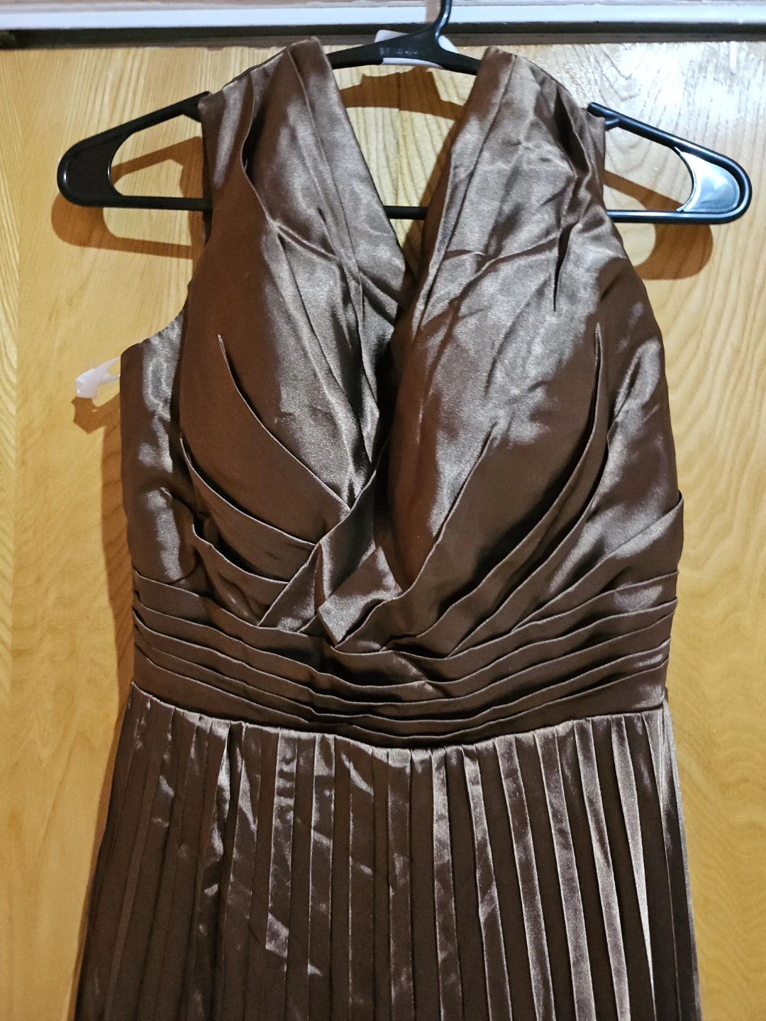 Women's Brown Halter Neck Pleated Dress - photo 2