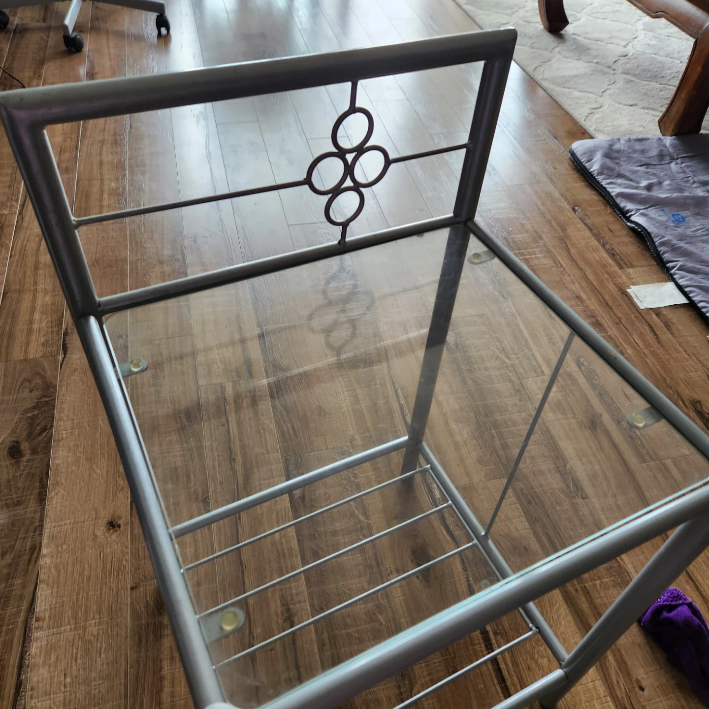 Glass top side table with metal frame - photo 2