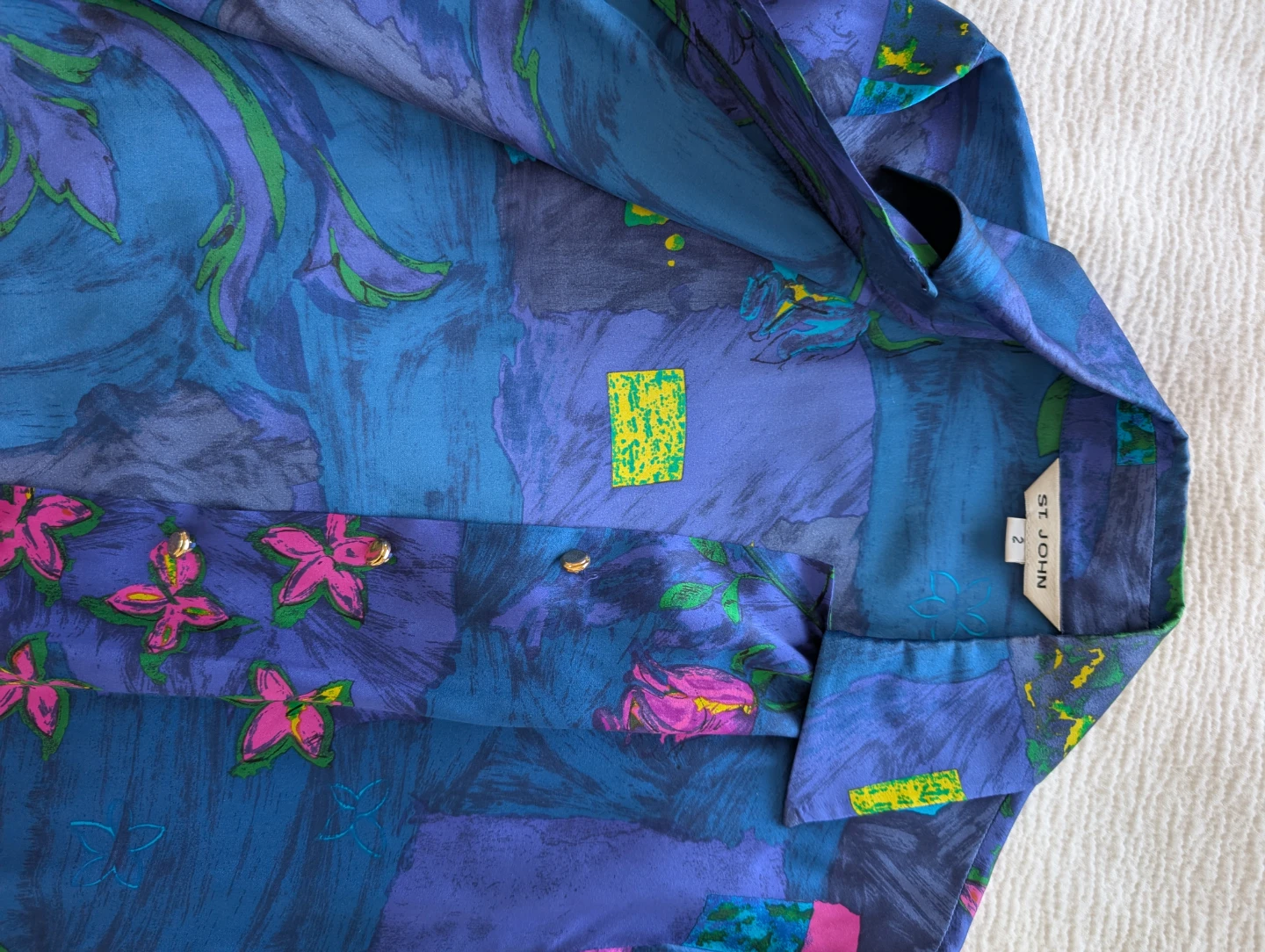 St. John Women's Silk Blend Button-Up Blouse Size 2