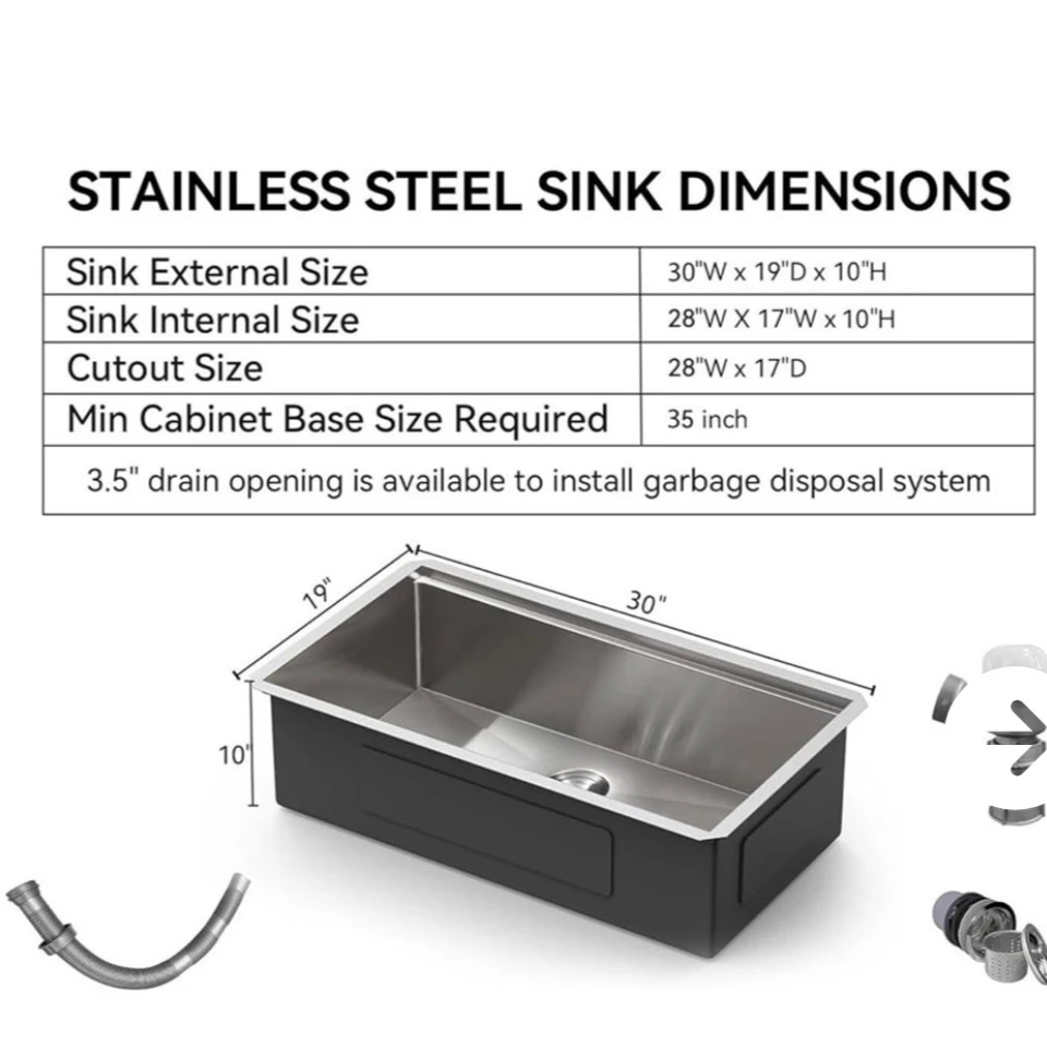 30" stainless steel kitchen sink (New in box) - photo 2