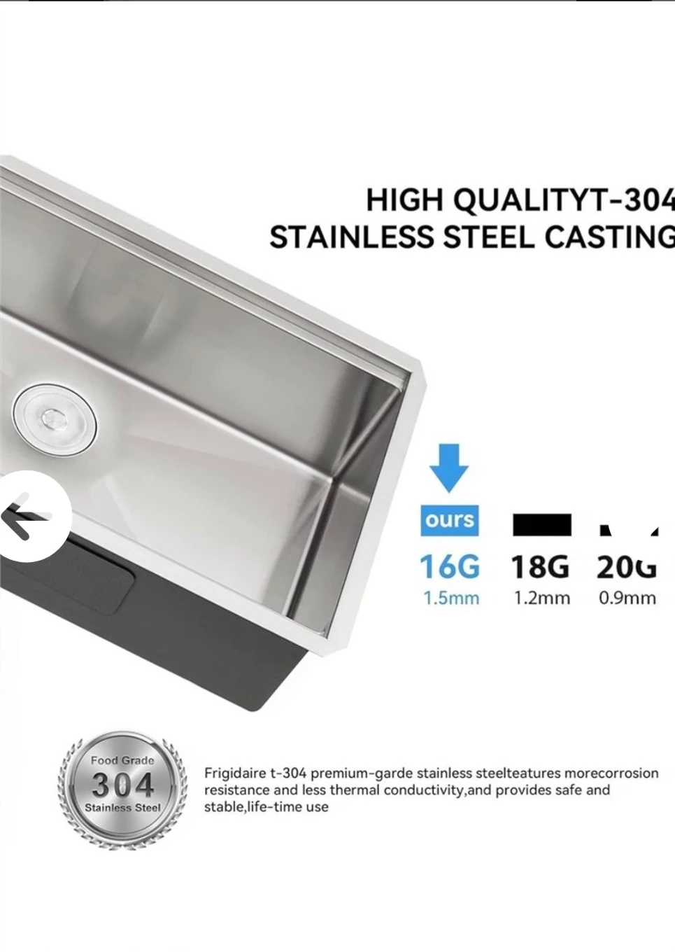 30" stainless steel kitchen sink (New in box) - photo 3