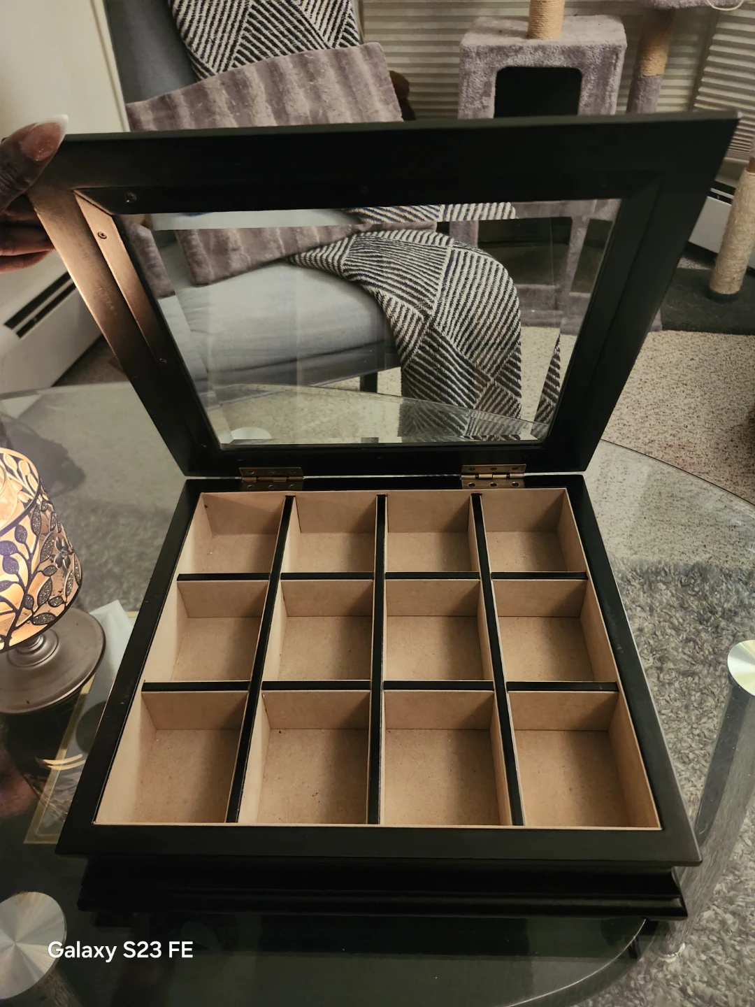 Black Wooden Jewelry Box with Glass Lid - photo 2