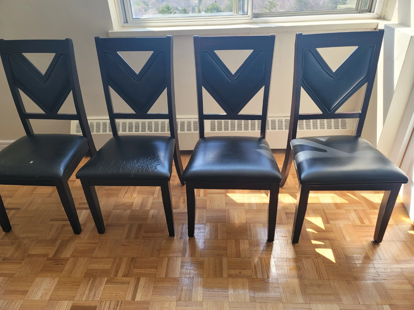 Set of 4 Black Dining Chairs with Covers