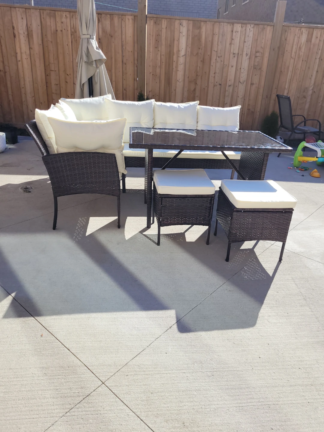 Wicker Patio Furniture Set with Glass Top Table - photo 2