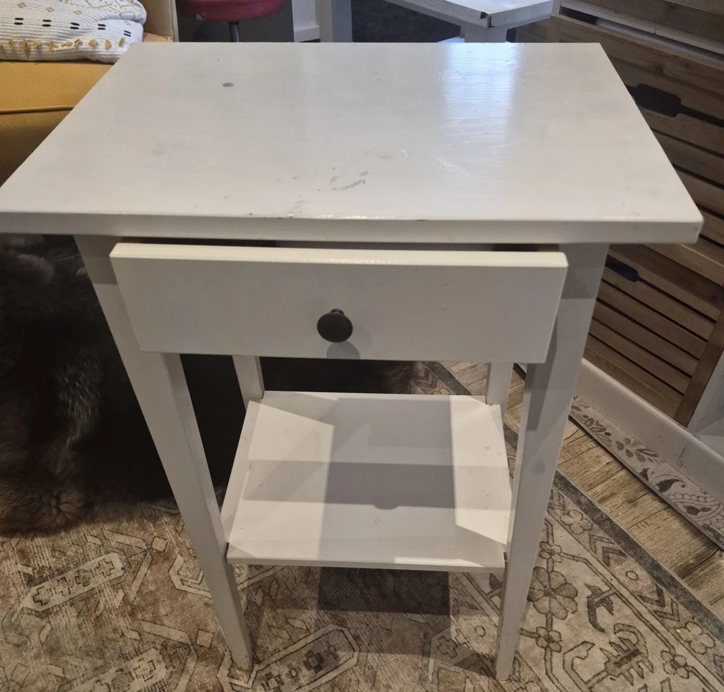 White Side Table with Drawer and Shelf - photo 2