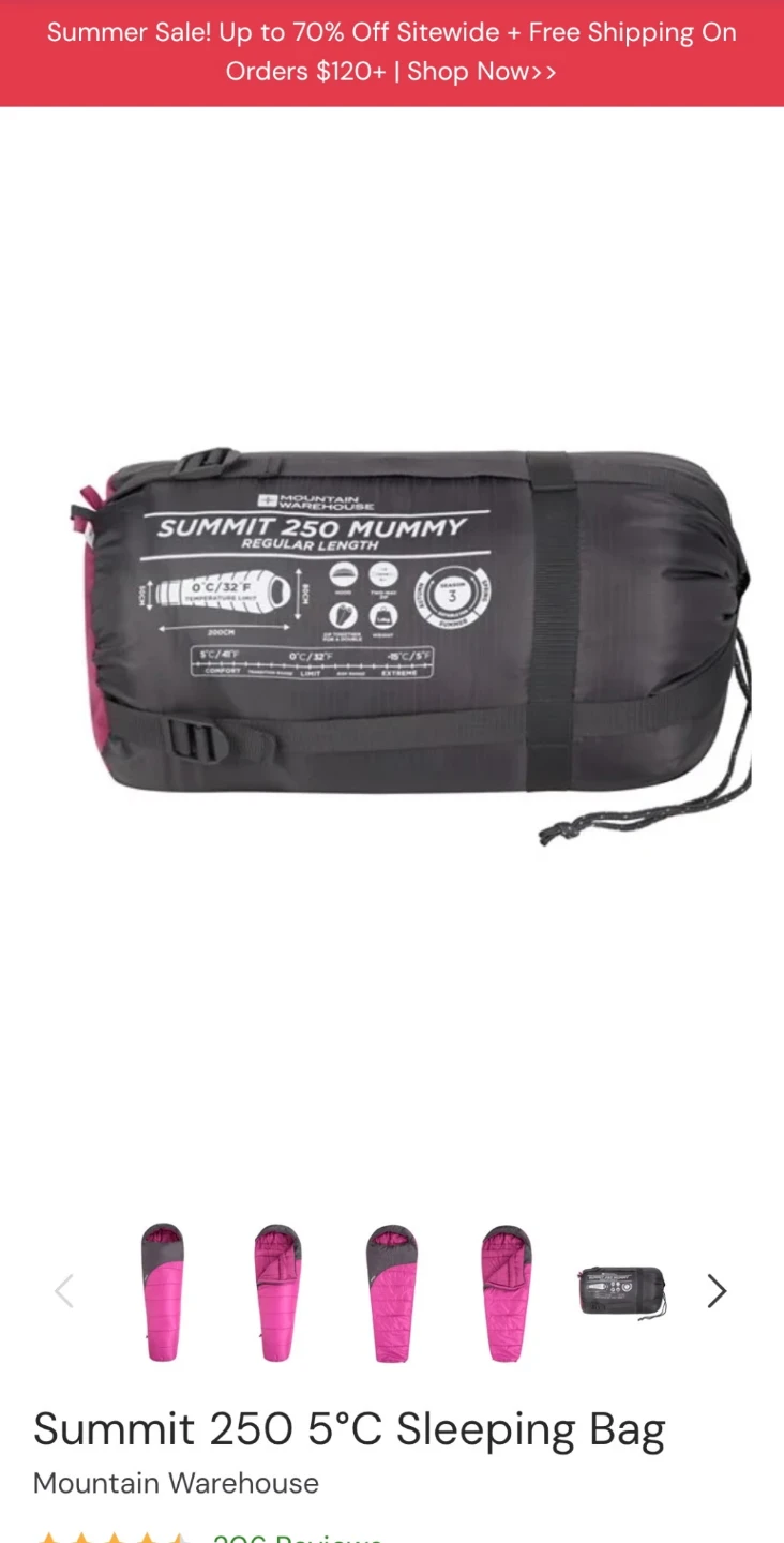 Mountain Warehouse Summit 250 Mummy Sleeping Bag - Regular - photo 3