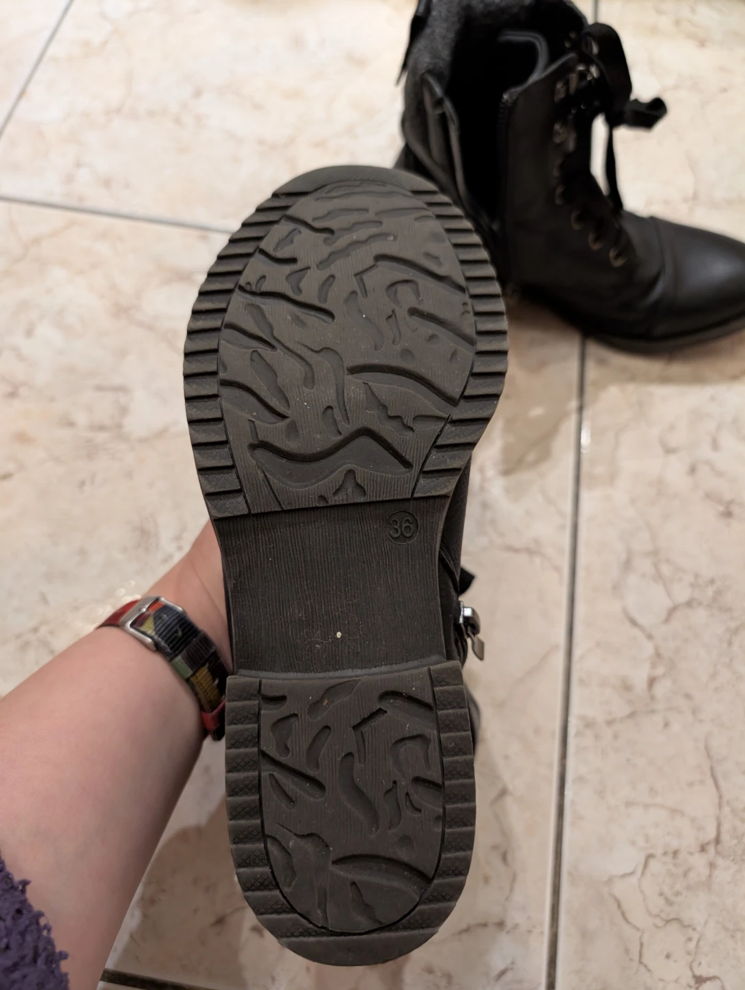 TAXI Black Lace-up Combat Boots - Size 36 - photo 3
