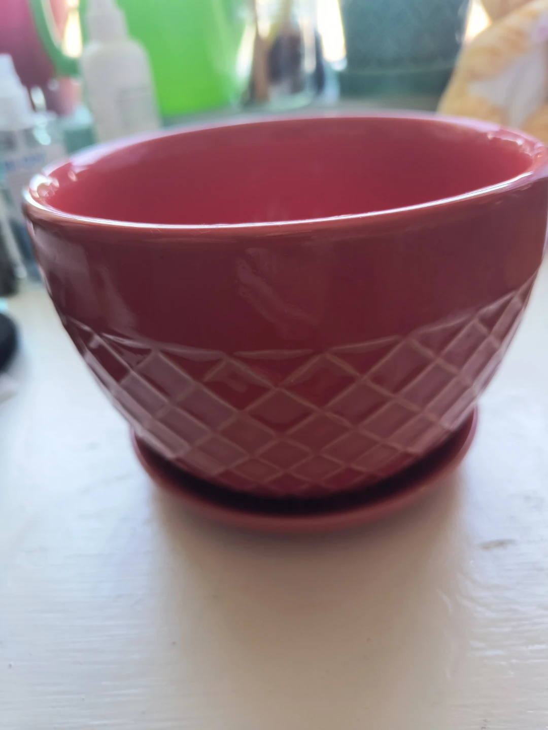 Plant It! Red Ceramic Planter with Saucer