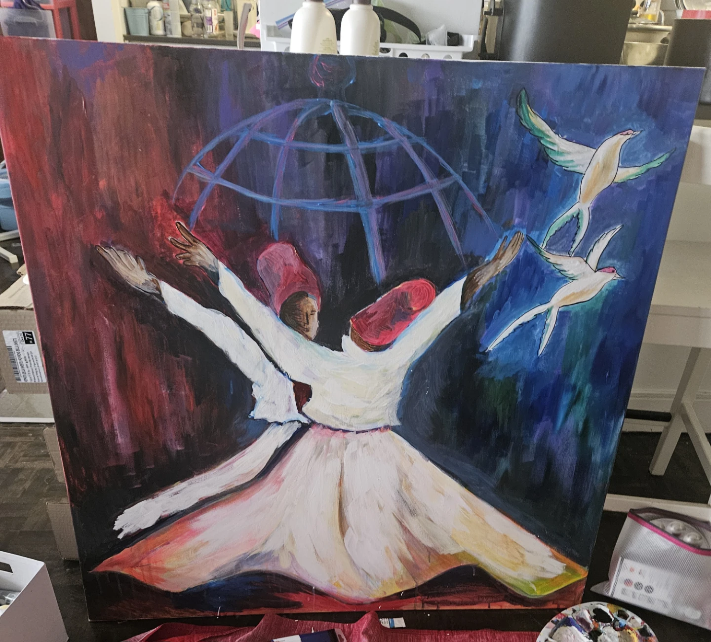 Acrylic of Whirling Dervishes
