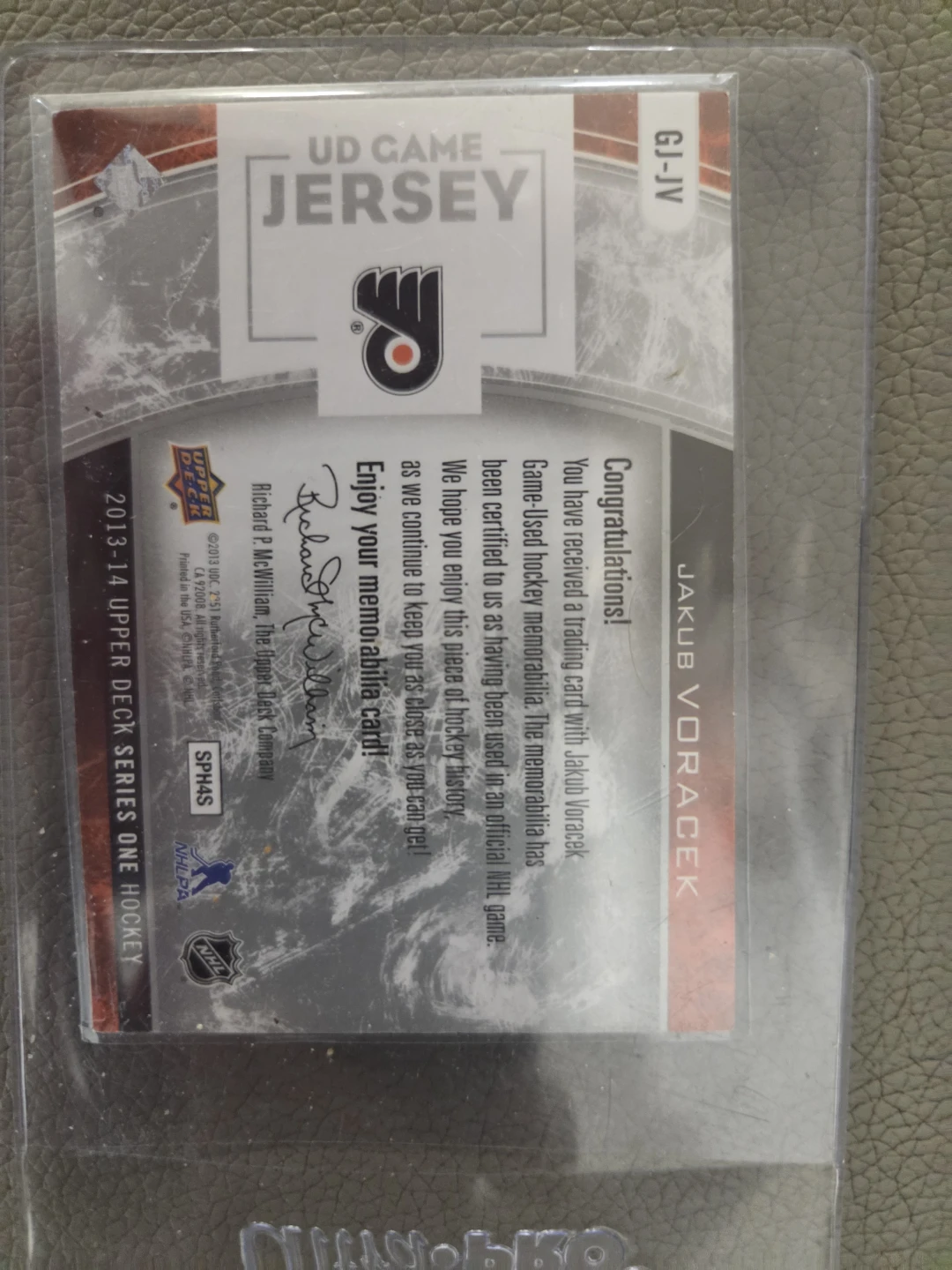 Upper Deck 2013-14 Hockey Card - UD Game Jersey - Jakub Voracek - photo 2
