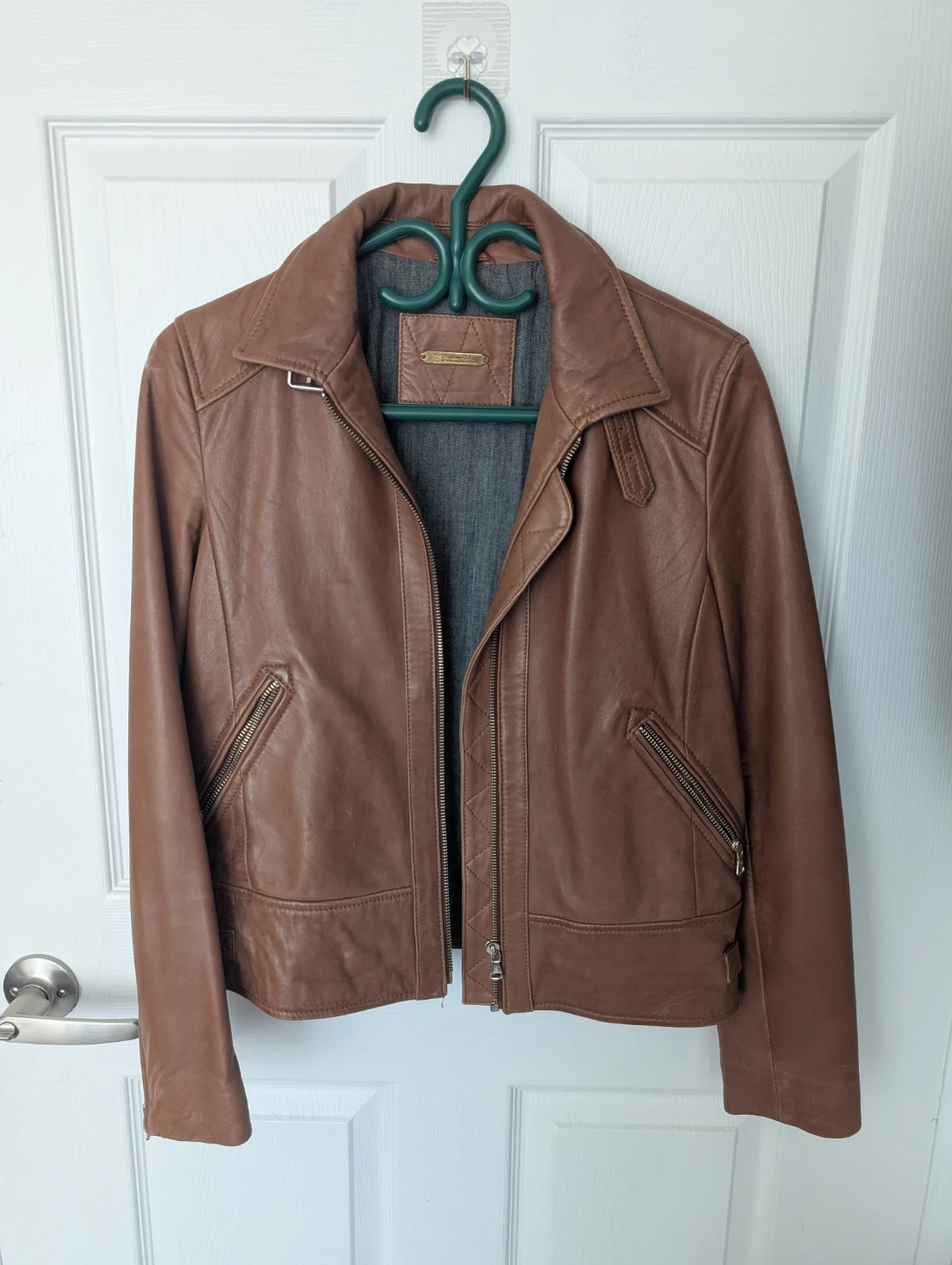 Massimo Dutti Brown Leather Jacket Women's