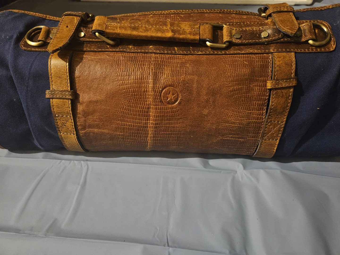 Leather and Canvas Roll-Up Tool Bag - photo 3