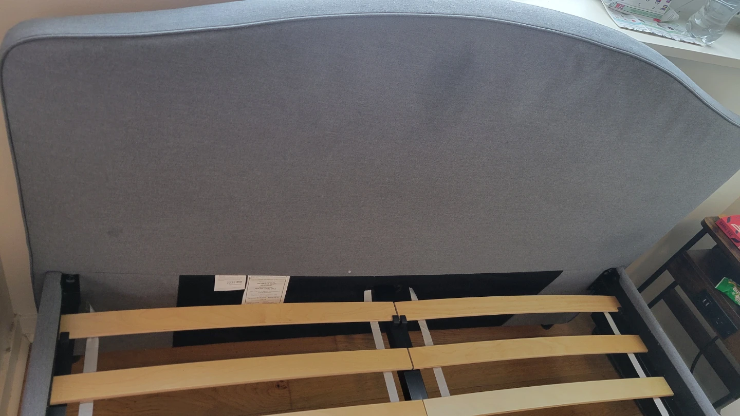 Grey Upholstered Bed Frame with Slats - photo 4