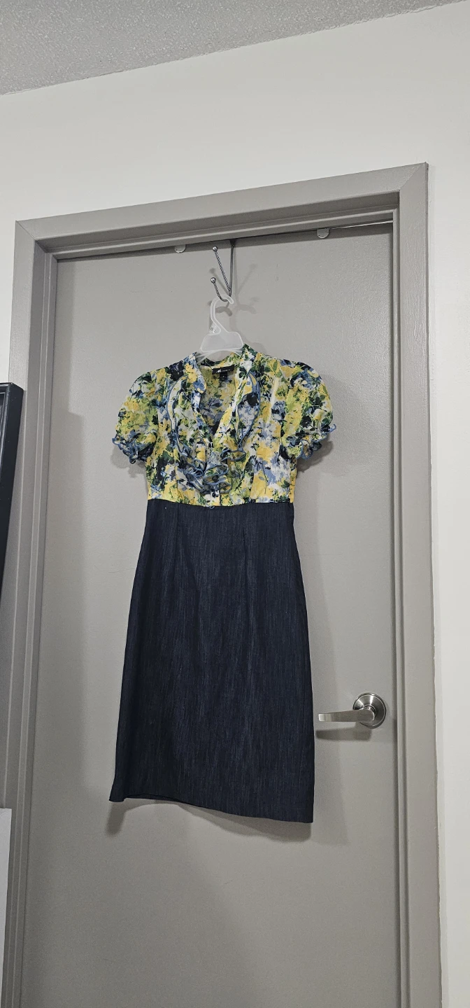 AB Studio Women's Floral & Denim Dress Size 2 🌱
