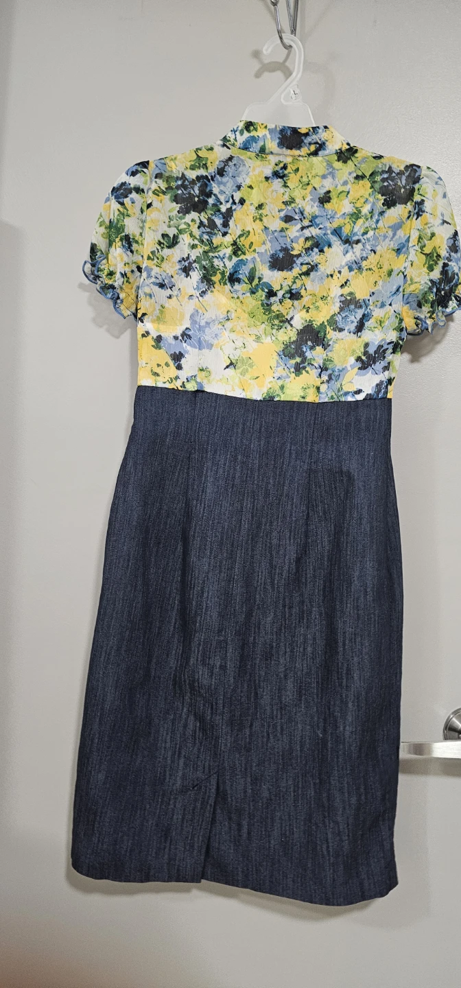 AB Studio Women's Floral & Denim Dress Size 2 🌱 - photo 4