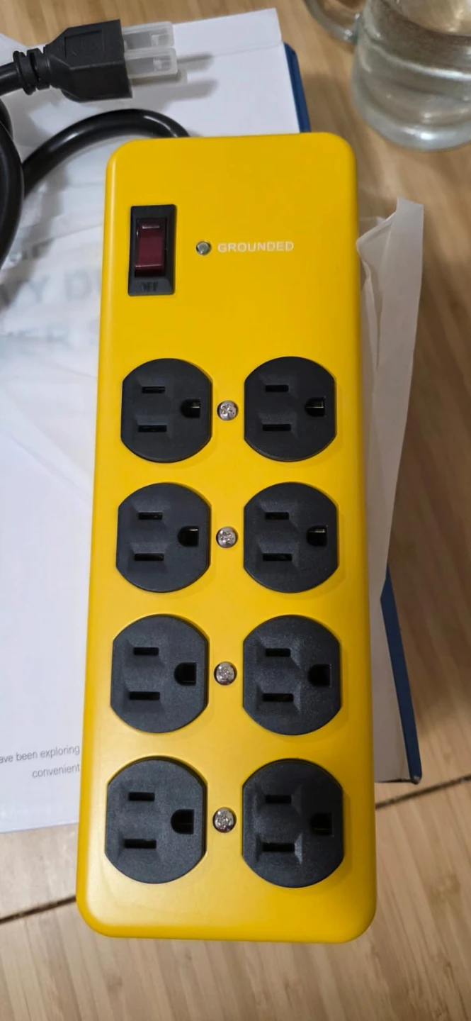 Yellow 15 Amp Heavy Duty Power Strip
