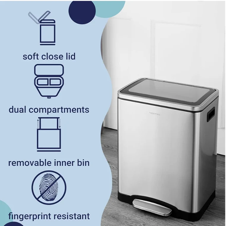 Stainless Steel Soft Close Trash Can - photo 3