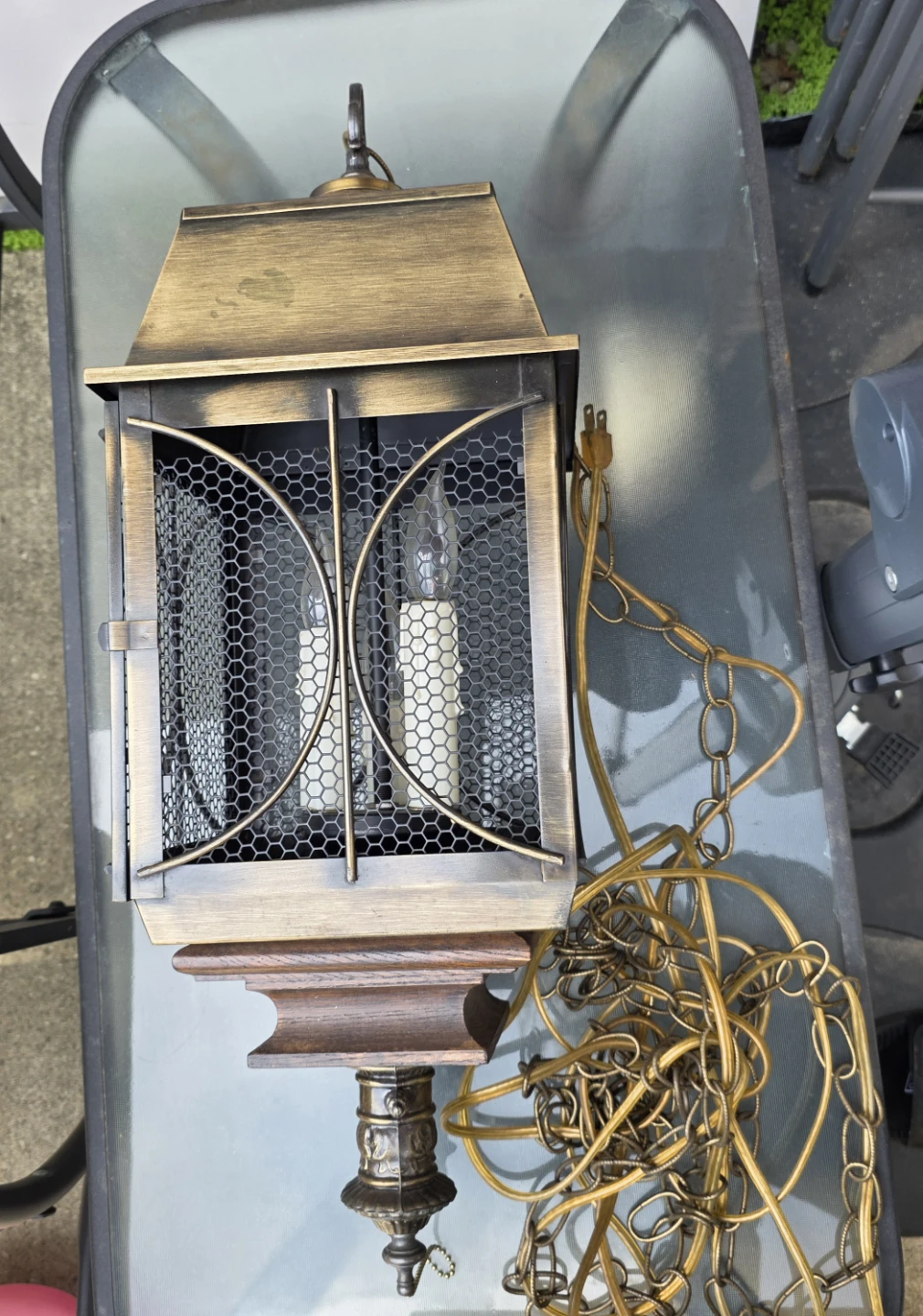 Vintage Hanging Lantern with Candle Bulbs