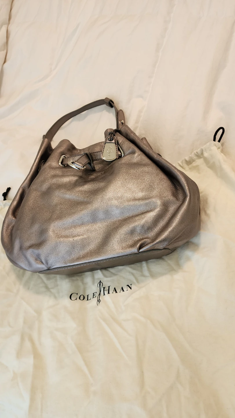 Cole Haan Metallic Leather Drawstring Shoulder Bag