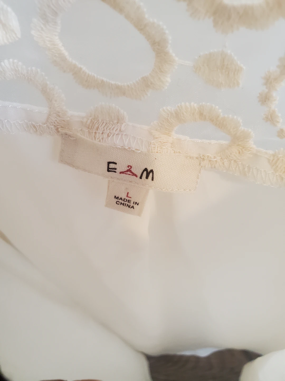 Cream Lace Trim Top - Size L - photo 2