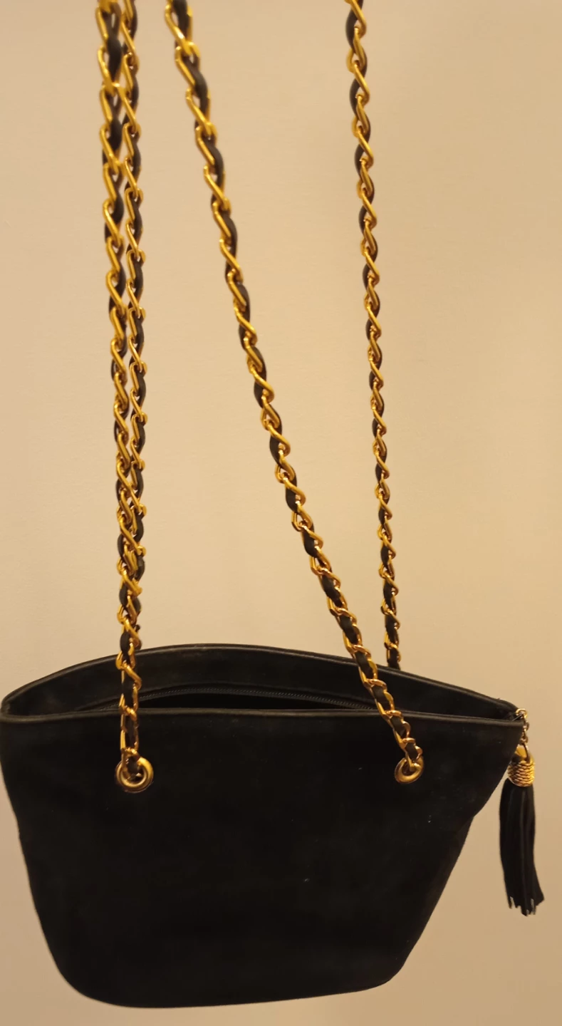 Susan London Black Suede & Leather Chain Shoulder Bag - photo 3