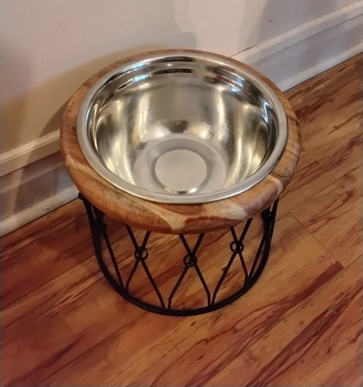 Elevated Pet Food Bowl Stand with Stainless Steel Insert