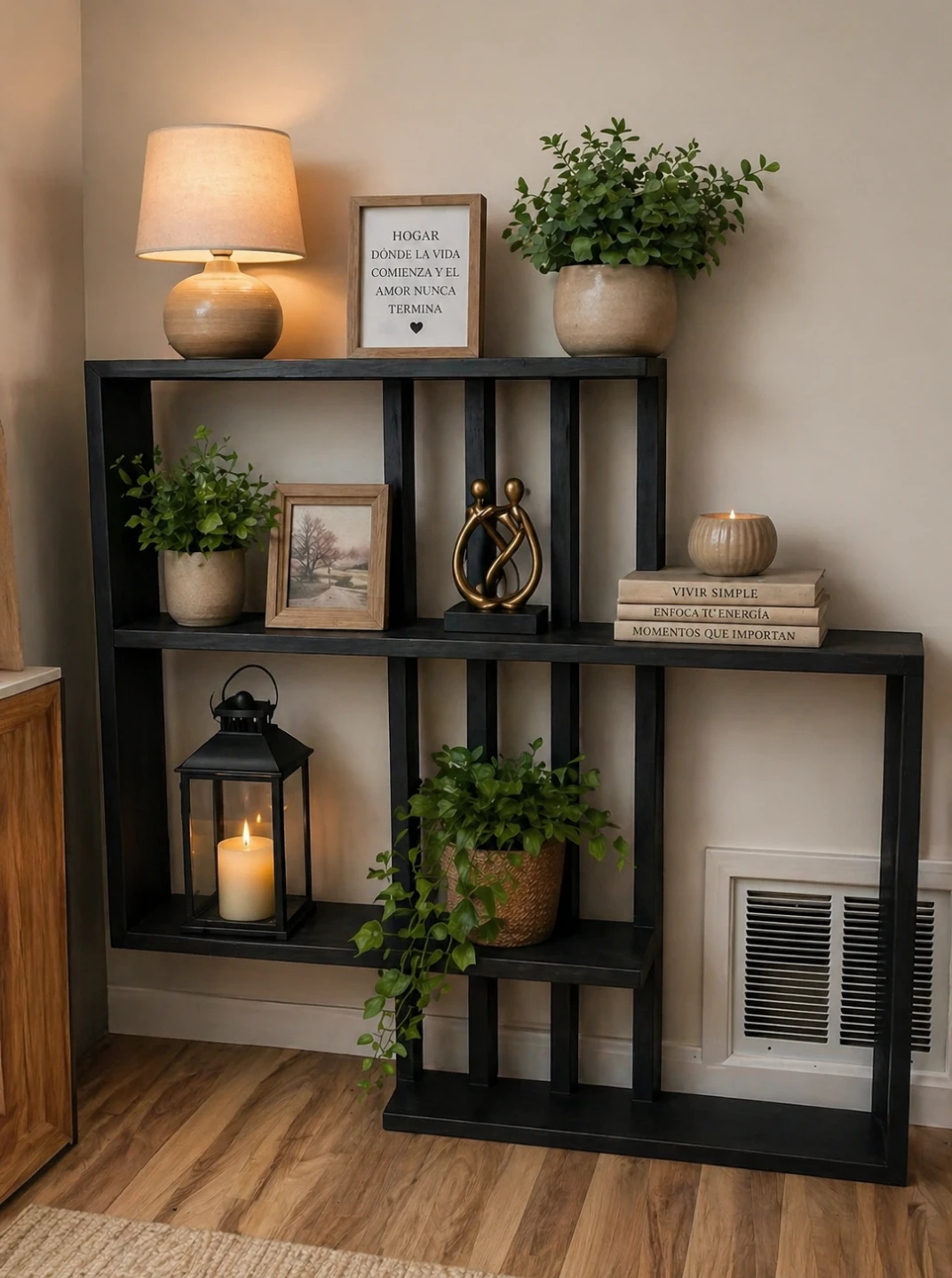 Black Modern 3-Tier Shelf Unit - photo 2