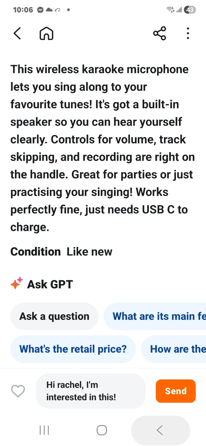Wireless Karaoke Microphone - Silver - photo 3
